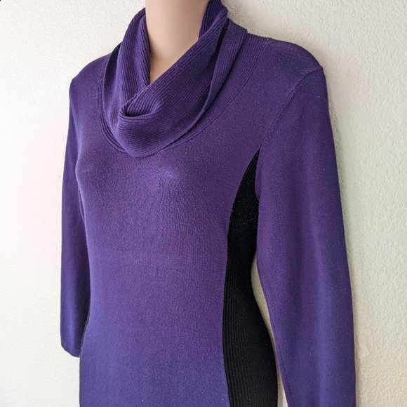 Purple & Black Paneled Sweater Dress by The Limited- Size M - Picture 1 of 5